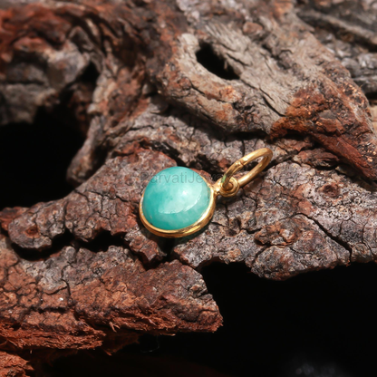 Natural Amazonite Charm, 18k Solid Gold Charm, Amazonite Gold Charm, Gold Charm, Birthstone Charm Pendant, Handmade Gold Charm, Gift for Her
