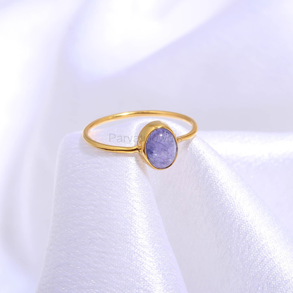 Natural Tanzanite Ring, Solid 18k Gold Ring, Handmade Ring, Tanzanite Band Ring, December Birthstone Ring, 18K Gold Ring, gift for her,