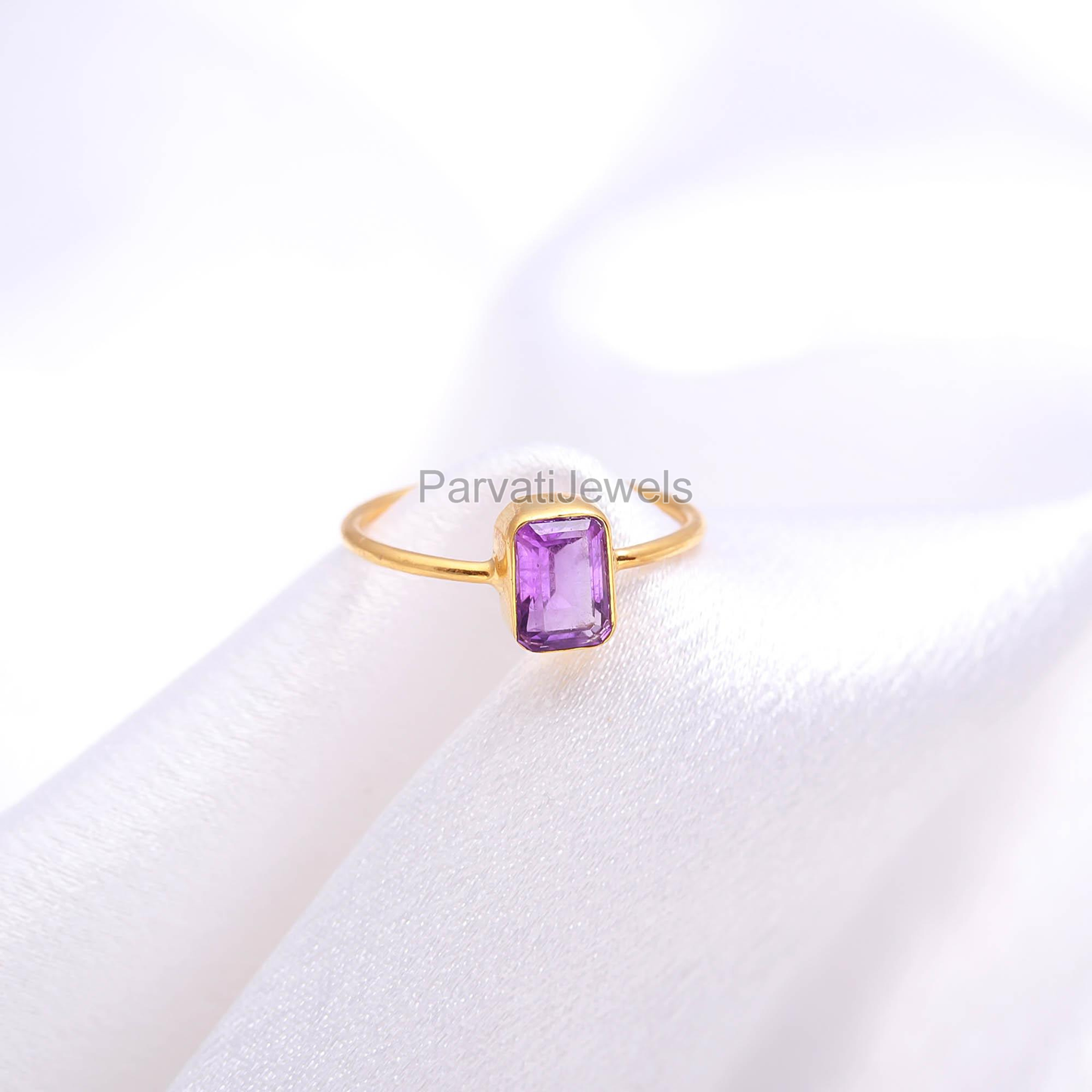 Natural Amethyst Gold Ring, 18k Solid Gold Ring, Gift For Her, Handmade Gold Ring, Amethyst Dainty Gold Ring, Minimalist Gold Ring