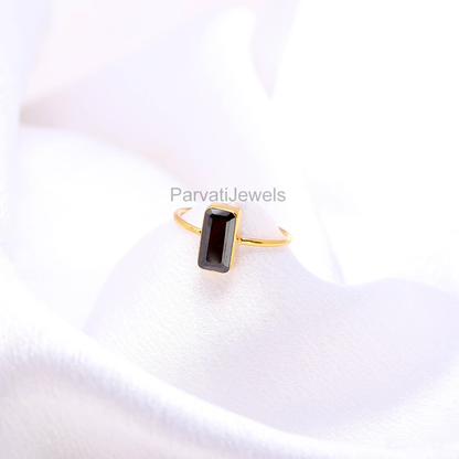 Beautiful Black CZ Gold Ring,18K Solid Gold Ring, Dainty Gold Ring, CZ Gold Ring, Handmade Ring, Minimalist Gold Ring