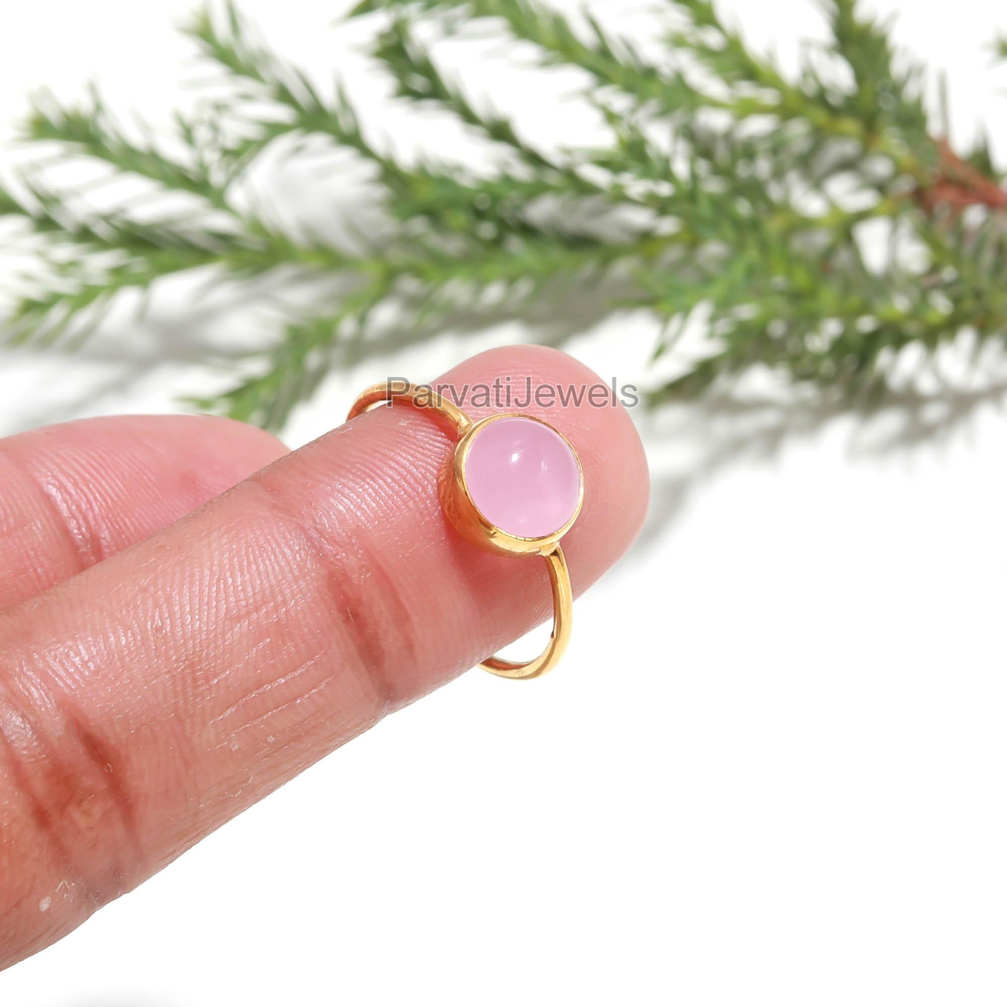 AA Rose Quartz Gold Ring, 18K Solid Gold Ring, Dainty Gold Ring, Handcrafted Ring, January Birthstone Ring, Gold Jewelry