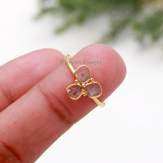 Natural Diamond Gold Ring, 18k Solid Gold Diamond Ring, Handmade Gold Ring, Diamond Slice Ring, Engagement Ring, Wedding Diamond Polki Ring