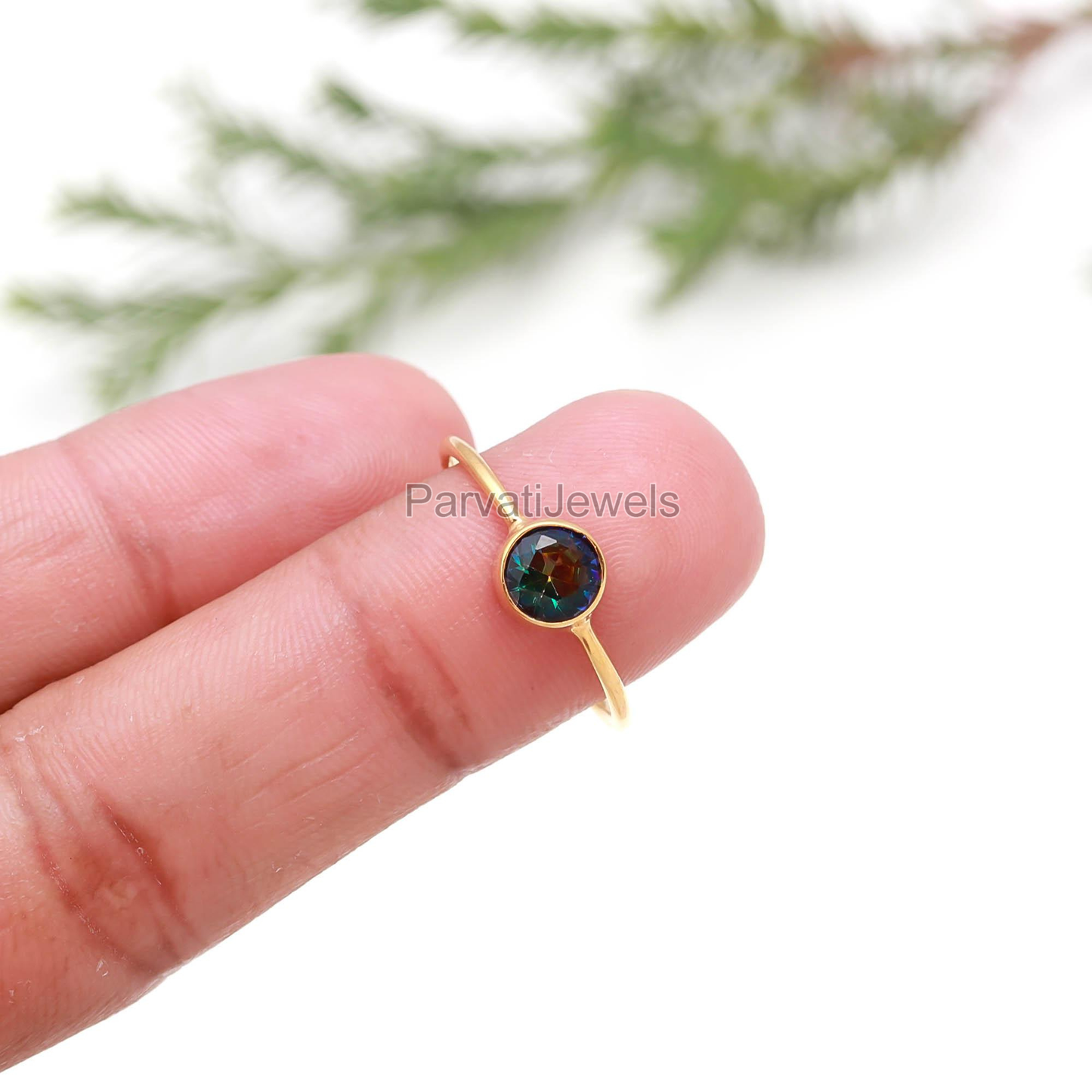 AA Natural Mystic Gold Ring, 18K Solid Gold Ring, Dainty Gold Ring, Handcrafted Ring, November Birthstone Ring, Mystic Topaz Gold Jewelry