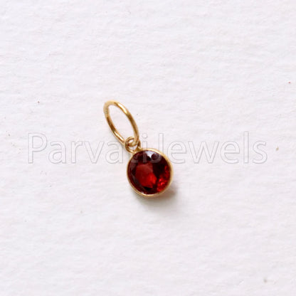 Garnet Charm, 18k Solid Gold Charm, Natural Garnet Charm, Gold Charm, Charm Pendant, Charm Necklace, Handmade Gold Charm