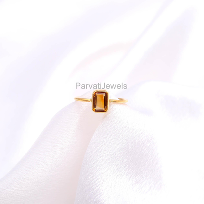 Natural Citrine Gold Ring, Handcrafted Gold Ring, 18k Solid Gold Ring, Citrine Ring, Gift For Her, Dainty Gold Ring, Dainty Ring