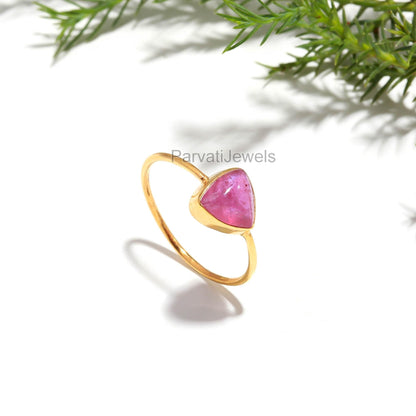AA Natural Ruby Gold Ring, 18K Solid Gold Ring, Handcrafted Gold Ring, Dainty Gold Ring, Boho Gold Ring, July Birthstone Gold Ring,