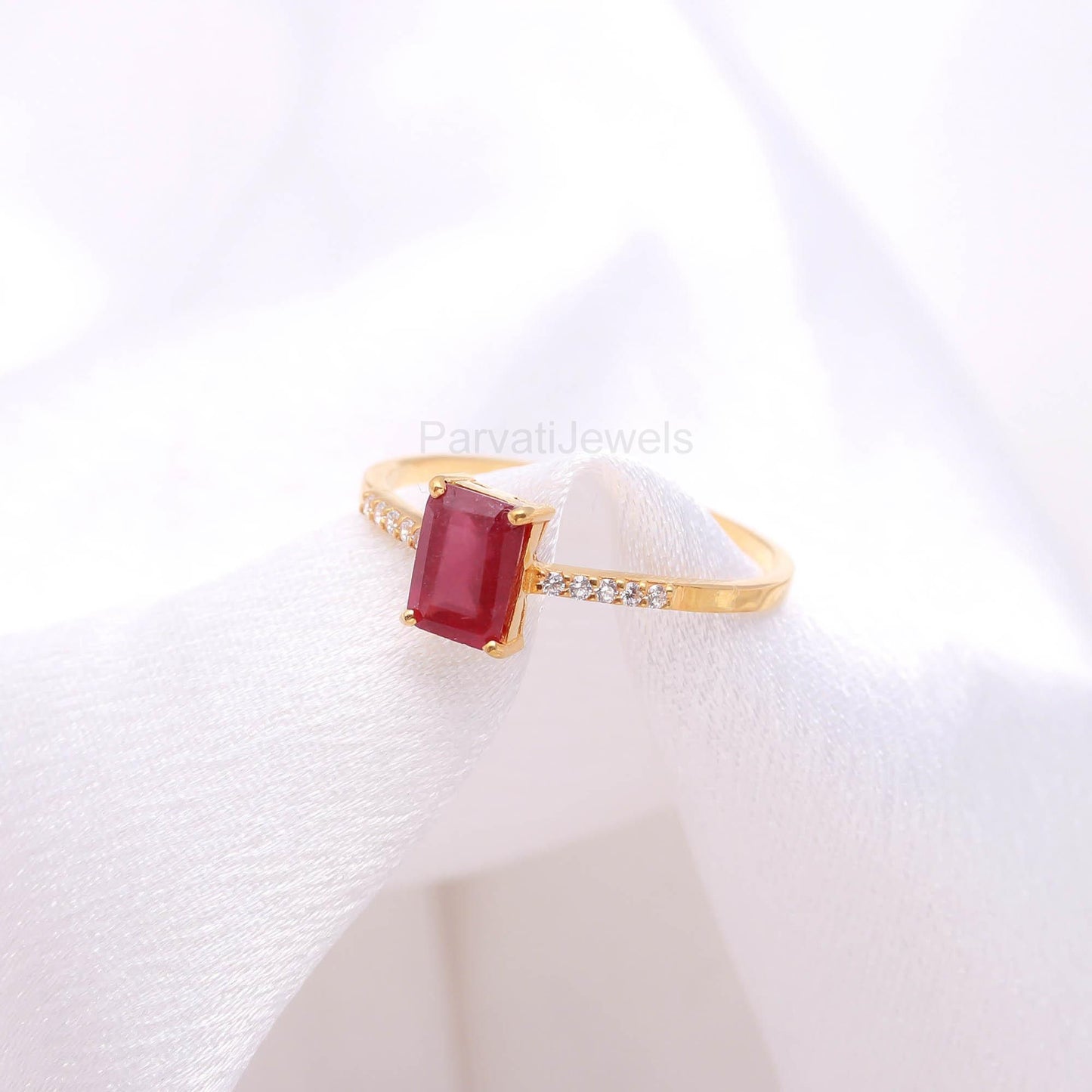 Natural Ruby With Diamond Gold Ring, 14K Solid Gold Ring, July Birthstone, Ruby Gold Ring, Ruby Handmade Ring, Ruby Dainty Gold Ring
