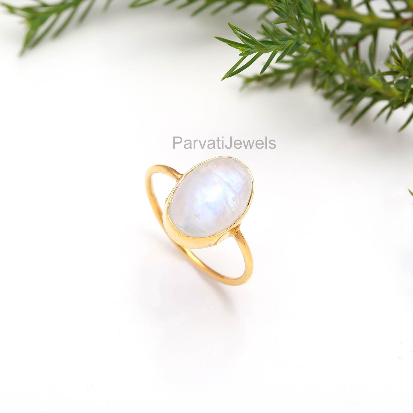 Natural Rainbow Moonstone Ring, 18k Solid Gold Ring, Handmade Gold Ring, Moonstone Gold Ring, June birthstone, Dainty Gold Ring