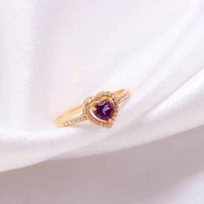 Elegant Amethyst and Diamond 14k Solid Gold Ring, Diamond Ring, Amethyst Gold Jewelry, Dainty Gold Ring, Handmade Ring, Gift For Her