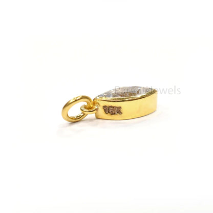 Natural Moissanite Solid 14K & 18K Gold, Marquise Charm Pendant, Marquise Moissanite Gold Charm, Solid Gold Charm, April Birthstone Charm