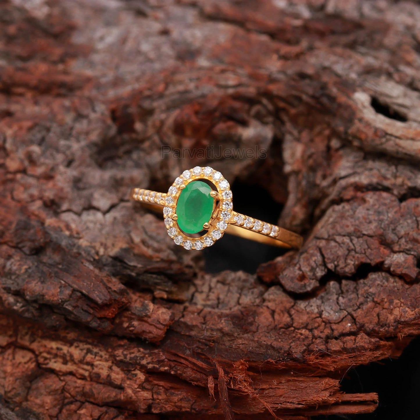 Natural Emerald Gold Ring, 14K Solid Gold Ring, Handcrafted Ring, Dainty Emerald Gold Ring, May Birthstone, Emerald Diamond Ring,