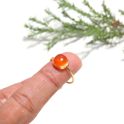 Natural Carnelian Cushion Shaped Gold Ring, Handmade Gold Ring, Dainty Gold Ring, 18k Solid Gold Ring, Minimalist Gold Ring, Gift For Her