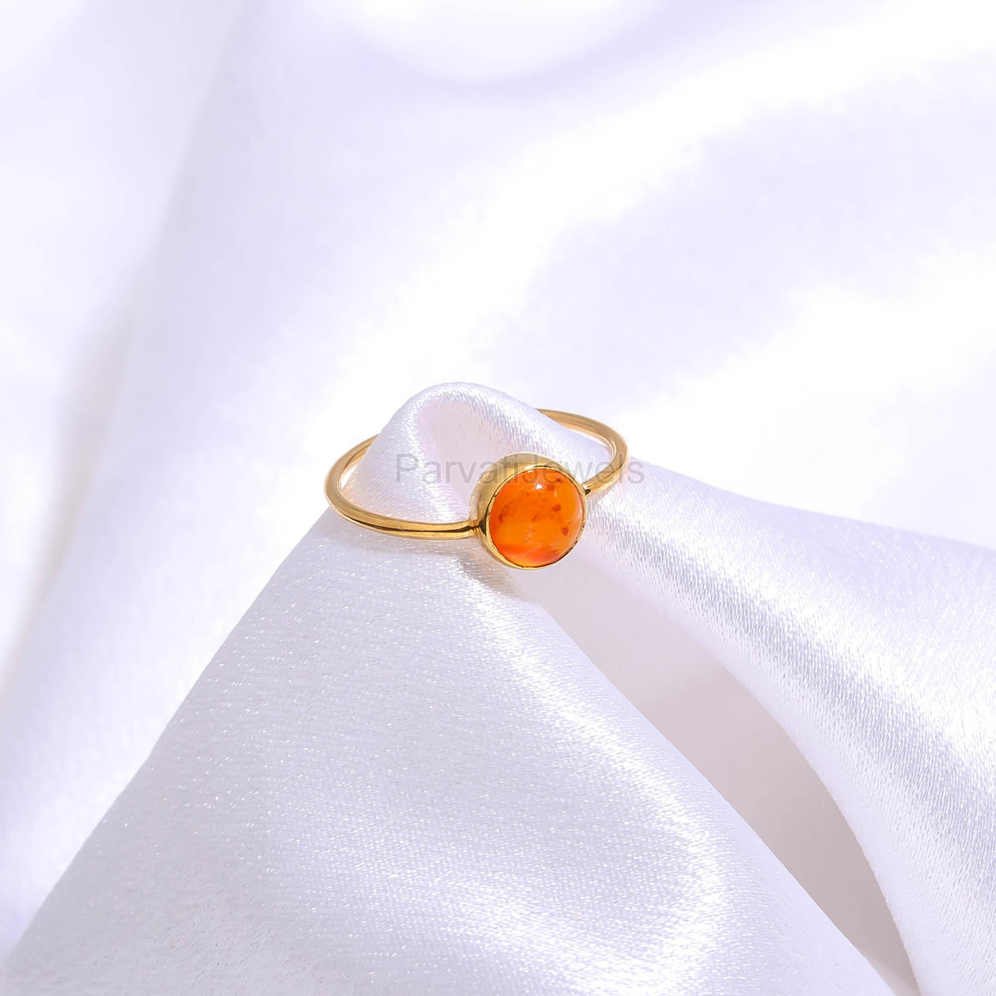 Natural Carnelian Gold Ring, 18K Solid Gold Ring, Dainty Gold Ring, Handmade Gold Ring, Carnelian Birthstone Ring, Gift for her