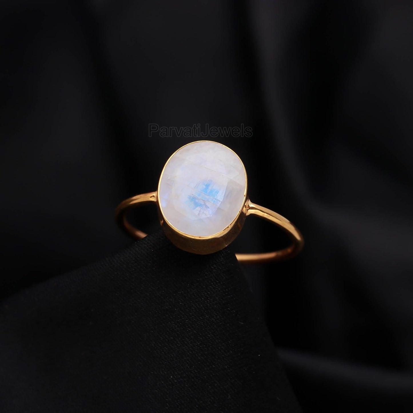 Natural Rainbow Moonstone Ring, 18k Solid Gold Ring, Handmade Gold Ring, Rainbow Moonstone Gold Ring, Gift For Women, Dainty Gold Ring