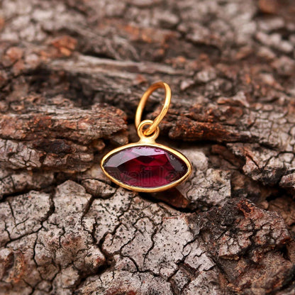 Natural Rhodonite Garnet Charm, 18k Solid Gold Charm, AA Garnet Charm, Gold Charm, Charm Pendant, Gold Charm Necklace, Handmade Gold Charm