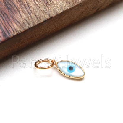 Evil Eye Charm, 18k Solid Gold Charm, Mother of Pearl Eye Gold Charm, Charm, Charm Necklace, Charm Pendant, Handmade Gold Charm, Evil Eye Charm Gift