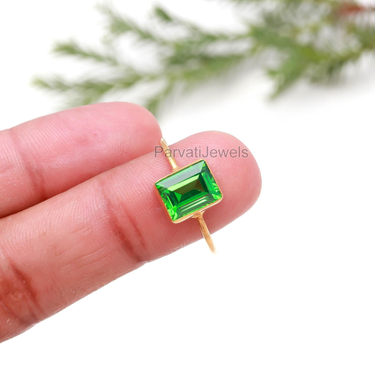 AA Peridot Gold Ring, 18K Solid Gold Ring, Handcrafted Ring, August Birthstone Ring, Gold Jewelry, Thin Gold Ring, Ring for her