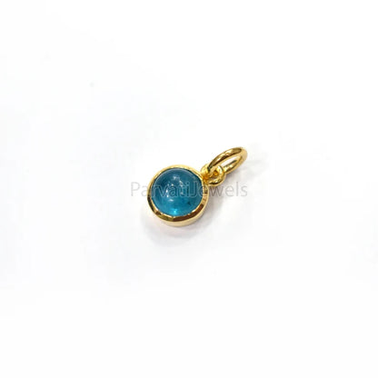 Natural Neon Apatite 18K Solid Gold Charm Pendant Jewelry, Solid Gold Charm, Apatite Gemstone Charm, Gold Charm, Handmade Gold Charm