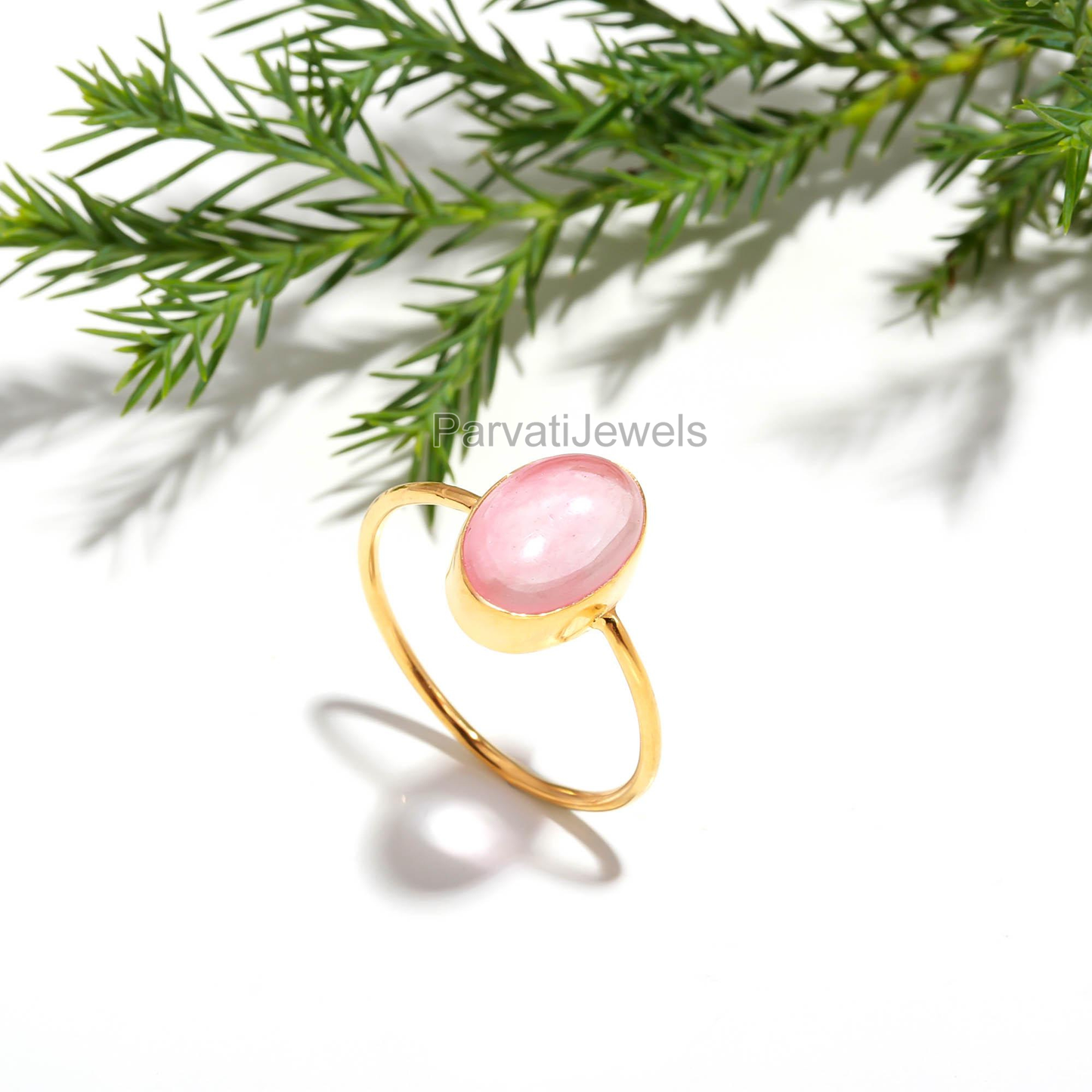 Genuine Cherry Quartz Gold Ring, Handmade Gold Ring, Gift for her, 18K Solid Gold Ring, Dainty Gold Ring, Minimalist Gold Ring