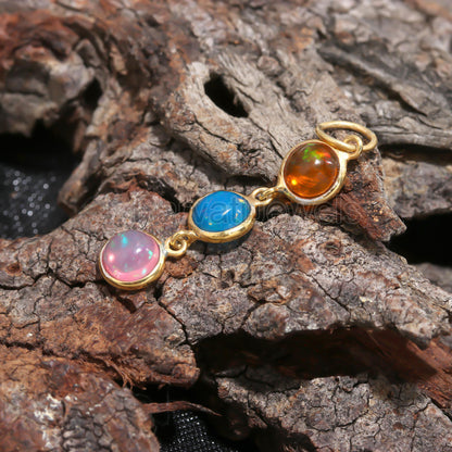 Natural Ethiopian Opal Charm, 18k Solid Gold Charm, Opal Charm, Gold Charm, Opal Pendant, Charm Pendant, Handmade Gold Charm, Gold Charms