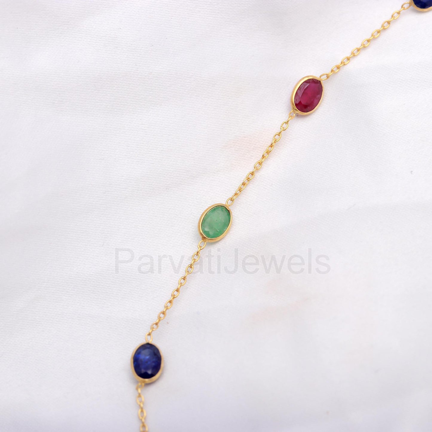 Natural Ruby Emerald Sapphire Necklace, 14k Solid Gold Necklace, Natural Multi Gemstone Necklace, Gold Necklace, Birthstone Gold Necklace