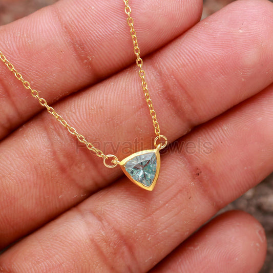 Natural Blue Topaz Necklace, 18k Solid Gold Necklace, Topaz Necklace, Handmade Gold Necklace, December Birthstone Necklace, Gold Necklace