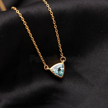 Natural Blue Topaz Necklace, 18k Solid Gold Necklace, Topaz Necklace, Handmade Gold Necklace, December Birthstone Necklace, Gold Necklace