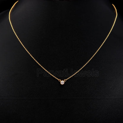 Natural Moissanite Necklace, 18k Solid Gold Necklace, Moissanite Necklace, Handmade Gold Necklace, April Birthstone Necklace, Gold Necklace