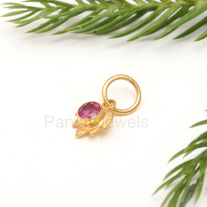 AA Pink Ruby Leaf Charm, 18k Solid Gold Charm, Ruby Gold Pendant, Leaf Gold Charm, Charm Pendant, Handmade Gold Charm, Gift For Her Charm