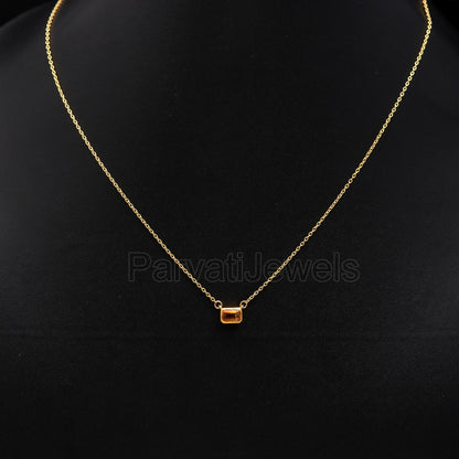 Natural Yellow Citrine 18k Solid Gold Charm, Citrine Pendant Necklace, Handmade Gold Necklace, Gold Necklace, November Birthstone Necklace