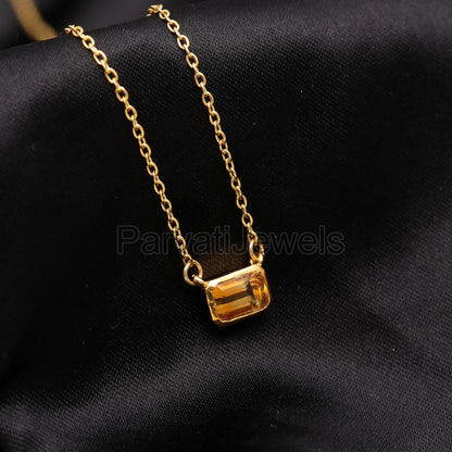 Natural Yellow Citrine 18k Solid Gold Charm, Citrine Pendant Necklace, Handmade Gold Necklace, Gold Necklace, November Birthstone Necklace