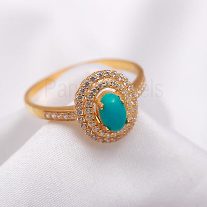 AA Natural Sleeping Beauty Turquoise and Diamond Gold Ring, 14K Solid Gold Ring, Diamond Ring, Wedding Gift, Handmade Ring, Gift for her,14K