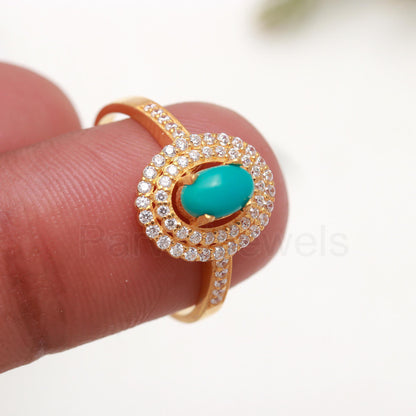 AA Natural Sleeping Beauty Turquoise and Diamond Gold Ring, 14K Solid Gold Ring, Diamond Ring, Wedding Gift, Handmade Ring, Gift for her,14K