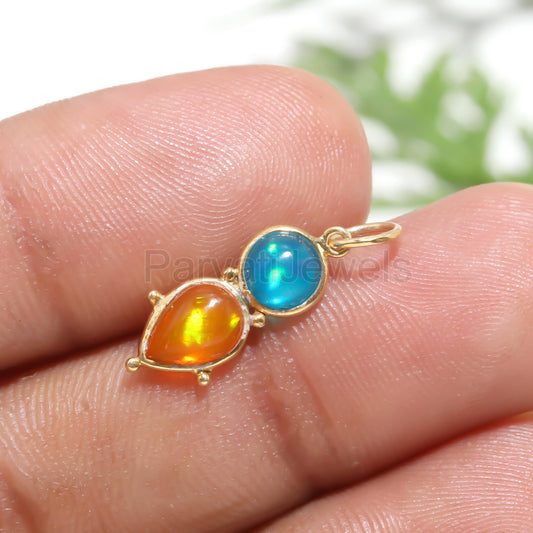 Natural Ethiopian Opal Charm, 18k Solid Gold Charm, Opal Charm, Gold Charm, Opal Pendant, Charm Pendant, Handmade Gold Charm, Gold Charms