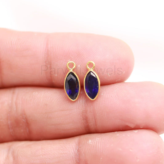 AA Natural Blue Sapphire Hoop Earrings, Solid 18k Gold Earrings, Sapphire Earrings, Birthstone Earrings, Wedding Earrings, Gift for her