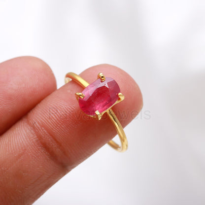 Natural Pink Ruby Eternity Band Ring, Solid 18k Gold Ruby Ring, Handmade Ring, July Birthstone Ring, Genuine Ruby Ring, Partywear Women Ring