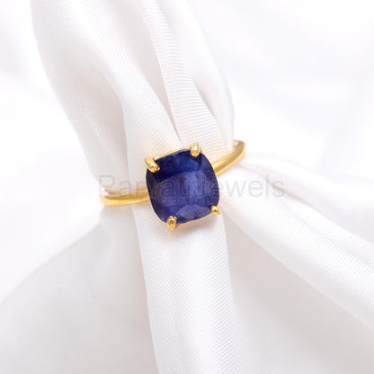 AA Blue Sapphire Eternity Ring, Solid 18k Gold Sapphire Ring, Handmade Ring, September Birthstone Ring, Genuine Sapphire Ring, Gift For Her