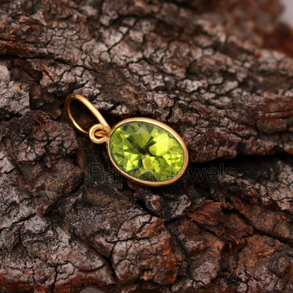 Natural Peridot Cut Charm, 18k Solid Gold Charm, AA Peridot Oval Charm Pendant, Gold Charm, Charm Pendant, Handmade Gold Charm, Gift For Her
