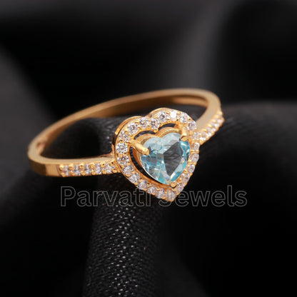 AA Natural Blue Topaz and Diamond Gold Ring, 14K Solid Gold Ring, Diamond Ring, Handmade Ring December Birthstone, Gift for her