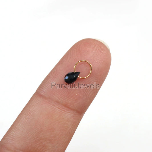 Black Spinel Charm, 18k Solid Gold Charm, Natural Black Spinel Charm, Gold Charm, Charm Pendant, Handmade Gold Charm