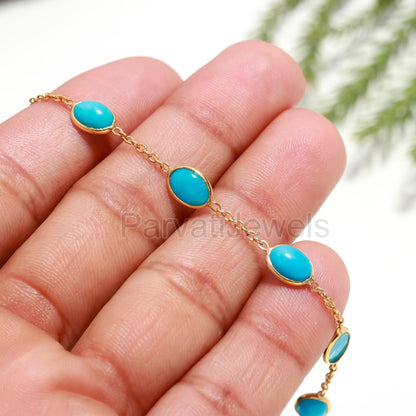 AA Natural Sleeping Beauty Turquoise Bracelet, 18k Solid Gold Bracelets, Handmade Bracelets, Turquoise Bracelet, Gold Bracelet, Gift for her