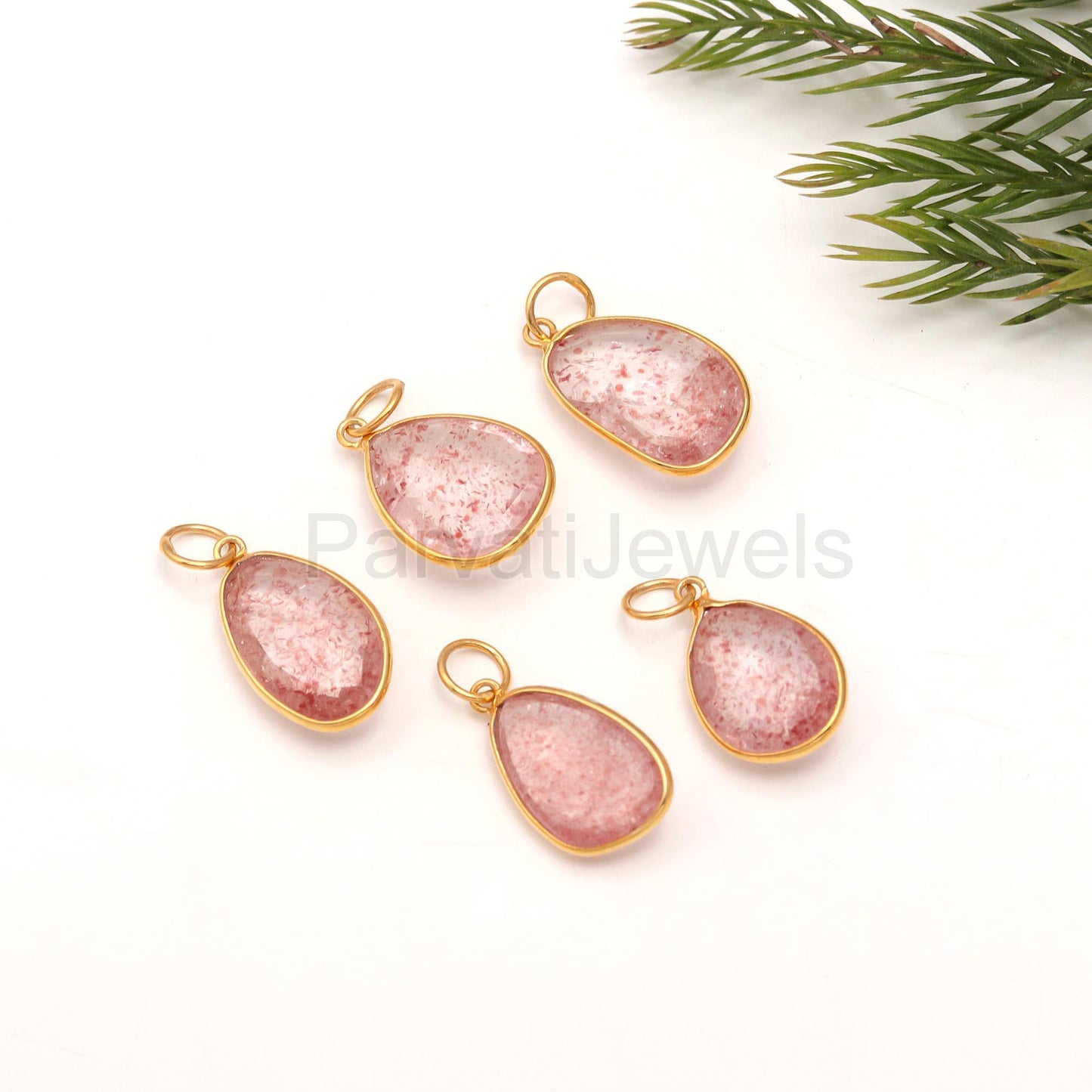 AA Natural Cherry Quartz Charm, 18k Solid Gold Charm, Cherry Quartz Charm, Gold Charm Necklace, Gift for Her, Gift for her, Handmade Charm