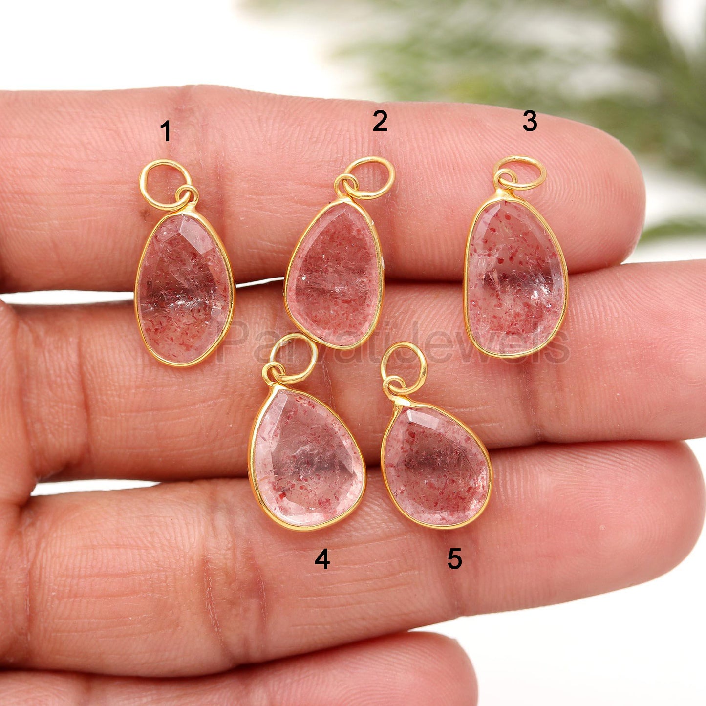 AA Natural Cherry Quartz Charm, 18k Solid Gold Charm, Cherry Quartz Charm, Gold Charm Necklace, Gift for Her, Gift for her, Handmade Charm