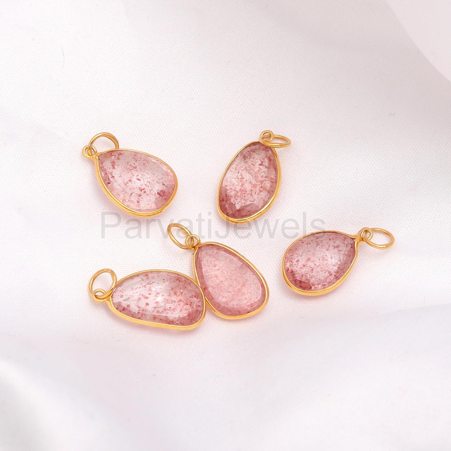 AA Natural Cherry Quartz Charm, 18k Solid Gold Charm, Cherry Quartz Charm, Gold Charm Necklace, Gift for Her, Gift for her, Handmade Charm