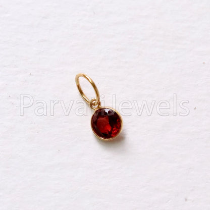 Garnet Charm, 18k Solid Gold Charm, Natural Garnet Charm, Gold Charm, Charm Pendant, Charm Necklace, Handmade Gold Charm