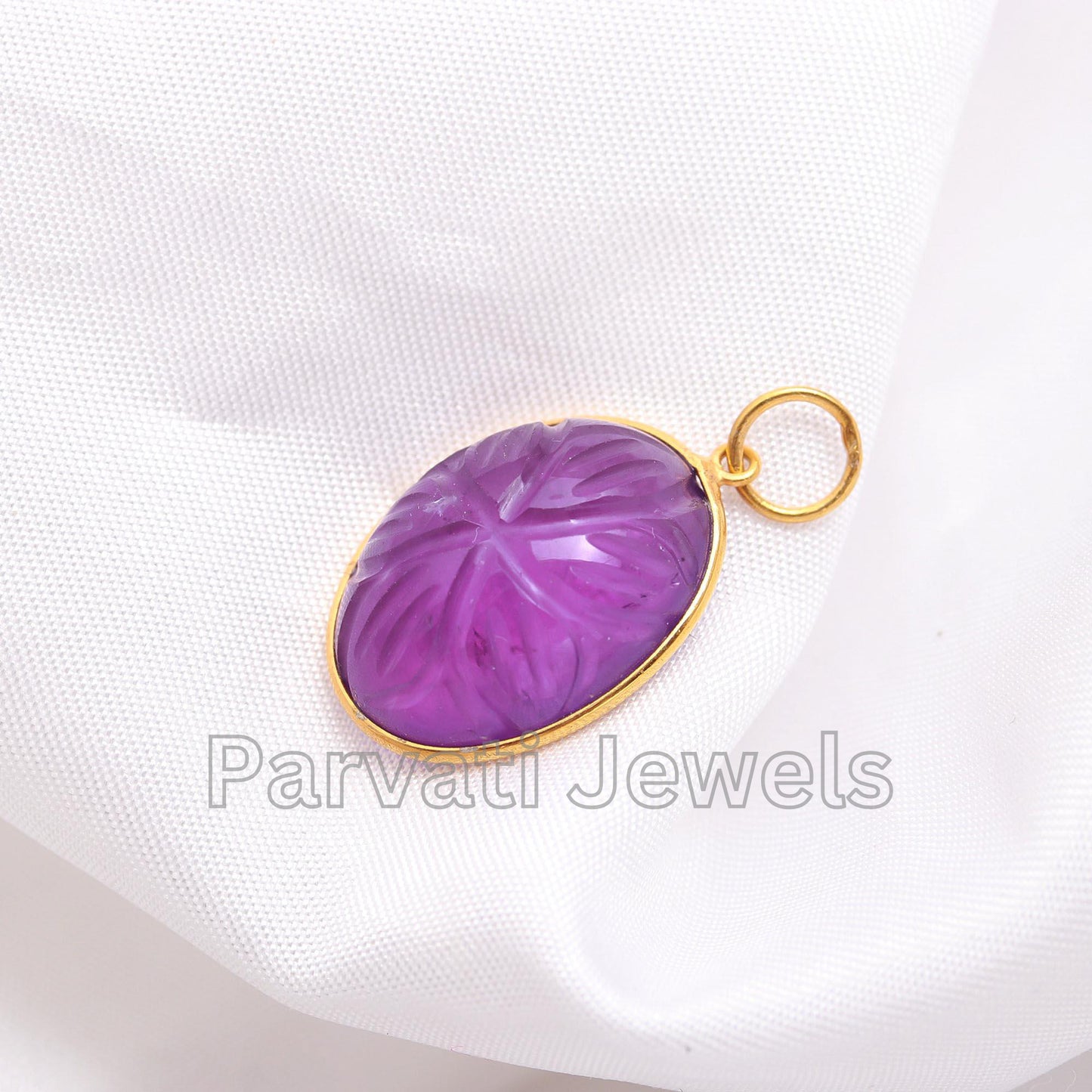 AA Natural Amethyst Charm, 18k Solid Gold Charm, Amethyst Carving Charm, Gold Pendant, Gold Charm Necklace, Handmade Charm, Gift for her,18K