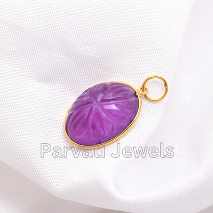 AA Natural Amethyst Charm, 18k Solid Gold Charm, Amethyst Carving Charm, Gold Pendant, Gold Charm Necklace, Handmade Charm, Gift for her,18K
