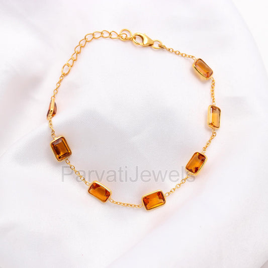Natural Citrine Bracelet, 18k Solid Gold Bracelet, Handmade Bracelets, Citrine Bracelet, Gold Bracelet, Gift for her, Citrine Gold Bracelet