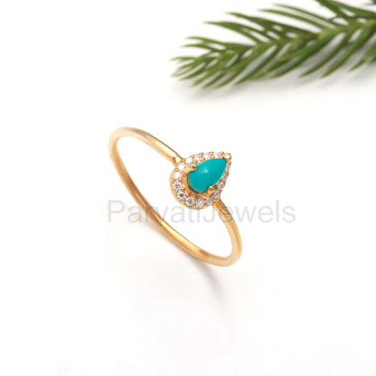 AA Natural Sleeping Beauty Turquoise With Moissanite Ring, 14k Solid Gold Ring, Handmade Gold Ring, Sleeping Gold Ring, Birthstone Gold Ring