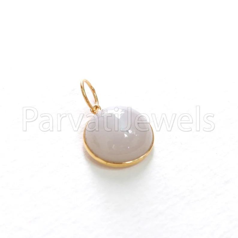 Rare Gray Moonstone Charm, 18K Solid Gold Charm, Charm Pendent, Gold Charm, Natural Gemstone Charm, Solid 18k Gold Charm, Handmade Charms